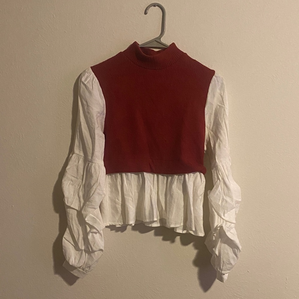 Anthropologie Red and White Blouse